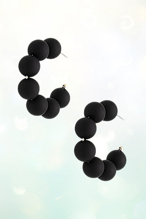 CLAY BALL BEAD C HOOP EARRING