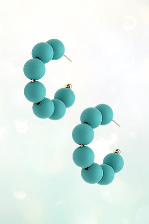 CLAY BALL BEAD C HOOP EARRING
