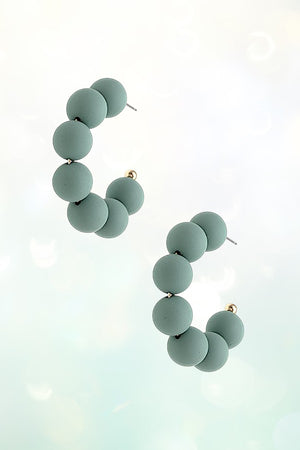 CLAY BALL BEAD C HOOP EARRING