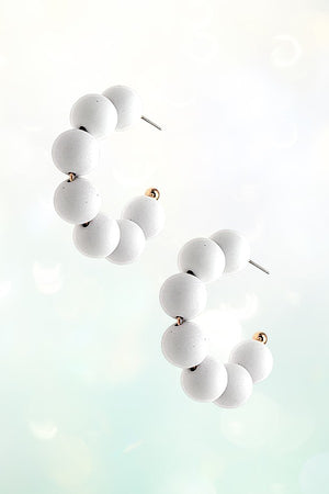 CLAY BALL BEAD C HOOP EARRING