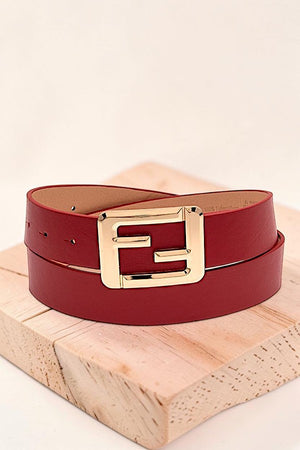 BOLD GOLD BUCKLE FASHION FAUX LEATHER BELT