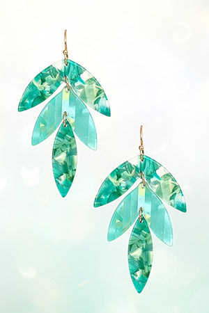 TORTOISE DETAIL TRIPLE LINK FASHION DANGLE EARRING