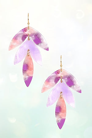 TORTOISE DETAIL TRIPLE LINK FASHION DANGLE EARRING