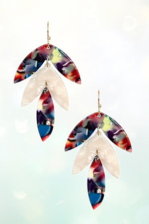 TORTOISE DETAIL TRIPLE LINK FASHION DANGLE EARRING