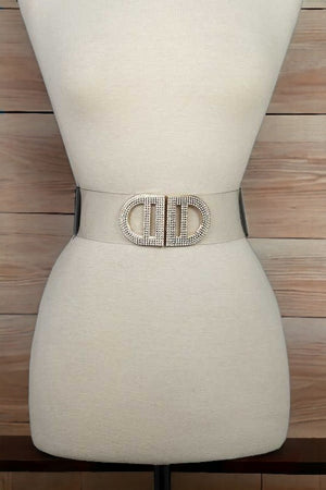 Rhinestone Buckle Pave Fashion Stretch Belt