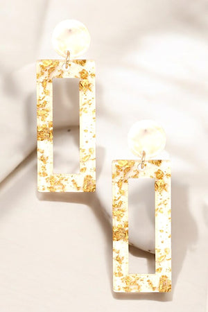 GOLD SPECK ACCENT RECTANGLE DROP EARRING