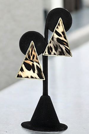 ANIMAL PRINT TRIANGLE FRAMED POST EARRING