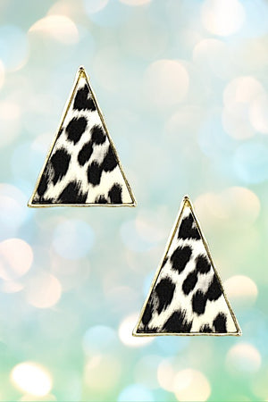 ANIMAL PRINT TRIANGLE FRAMED POST EARRING