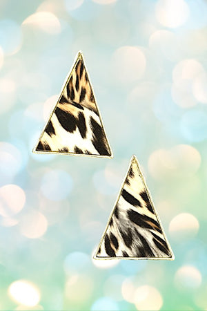 ANIMAL PRINT TRIANGLE FRAMED POST EARRING