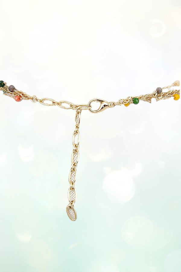 FACETED GLASS BEAD LAYERED NECKLACE