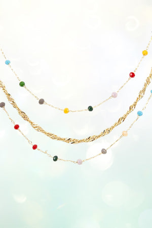 FACETED GLASS BEAD LAYERED NECKLACE