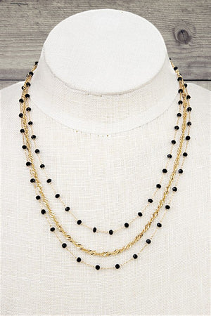 FACETED GLASS BEAD LAYERED NECKLACE