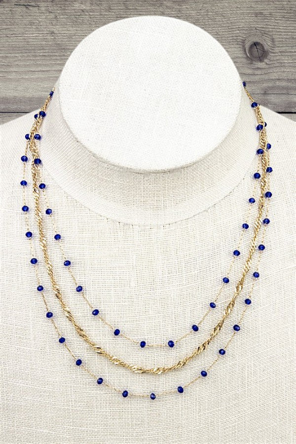 FACETED GLASS BEAD LAYERED NECKLACE