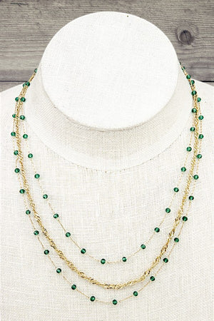 FACETED GLASS BEAD LAYERED NECKLACE