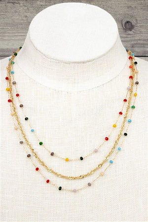 FACETED GLASS BEAD LAYERED NECKLACE
