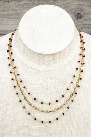 FACETED GLASS BEAD LAYERED NECKLACE