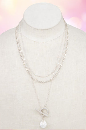 LAYERED PEARL PENDANT NECKLACE SET