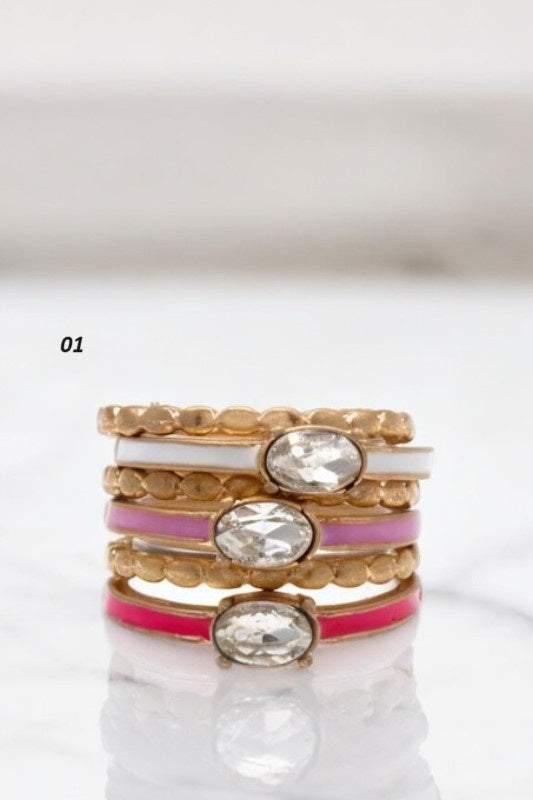 COLOR BAND GEM ACCENT RING SET