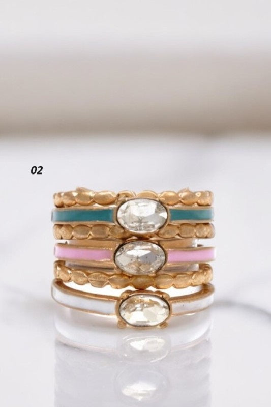 COLOR BAND GEM ACCENT RING SET