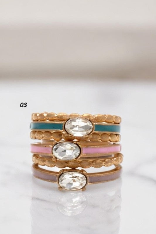 COLOR BAND GEM ACCENT RING SET