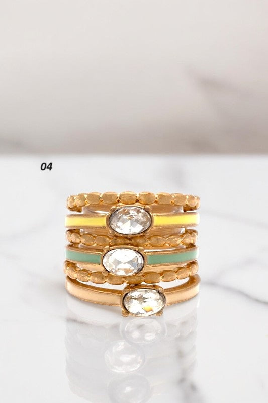 COLOR BAND GEM ACCENT RING SET