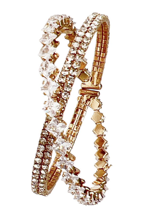 Rhinestone Crystal Gem Crossed Bracelet