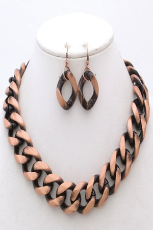 Flat Edge Chain Necklace Set