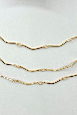 Wavy Metal Cut Link Chain Necklace Set