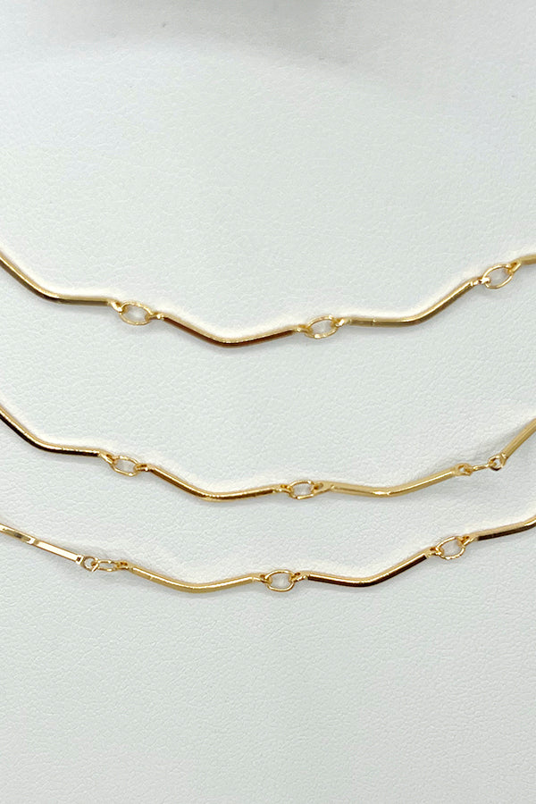 Wavy Metal Cut Link Chain Necklace Set