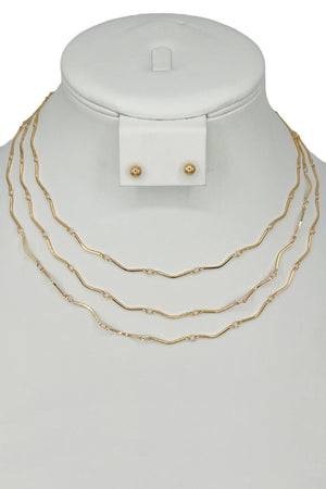 Wavy Metal Cut Link Chain Necklace Set