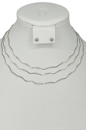 Wavy Metal Cut Link Chain Necklace Set