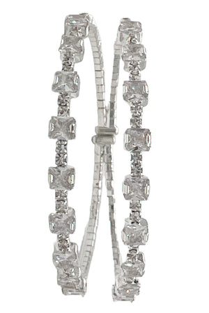 Crystal Rhinestone Double Row Flex Bracelet