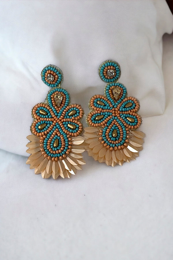 Seed Bead Floral Detail Drop Earring