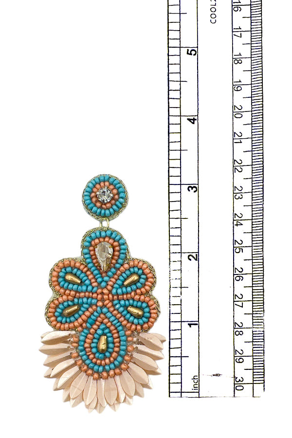 Seed Bead Floral Detail Drop Earring