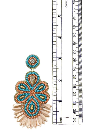 Seed Bead Floral Detail Drop Earring