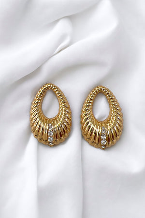 Line Detailed Teardrop Post Earring