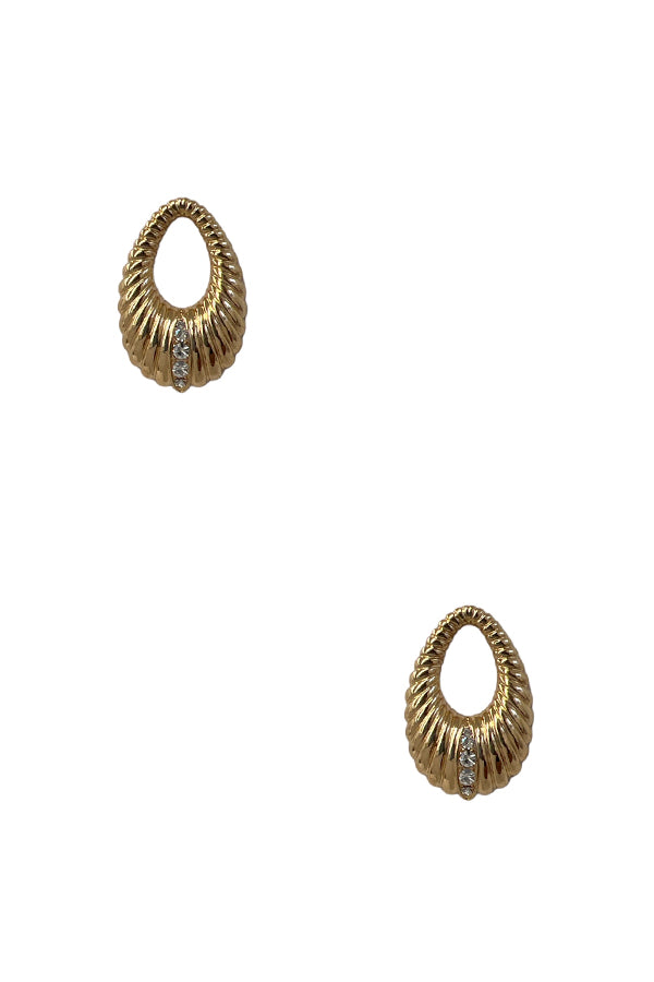 Line Detailed Teardrop Post Earring