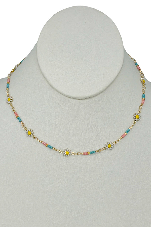 Floral Bead Mix Necklace