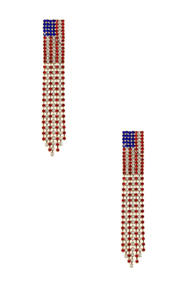 Rhinestone Pave Flag Pattern Earring