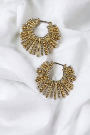 Rhinestone Pave Gem Spike Hoop Earring