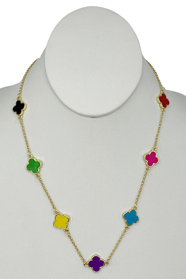 Multi Color Clover Pendant Necklace