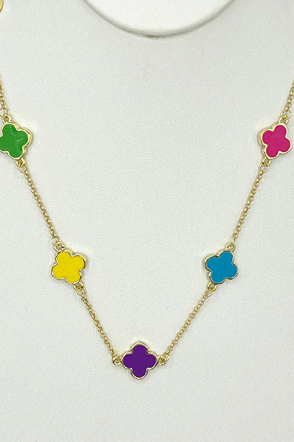 Multi Color Clover Pendant Necklace