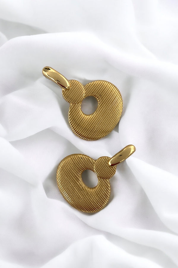 Line Etched Circle Drop Earring