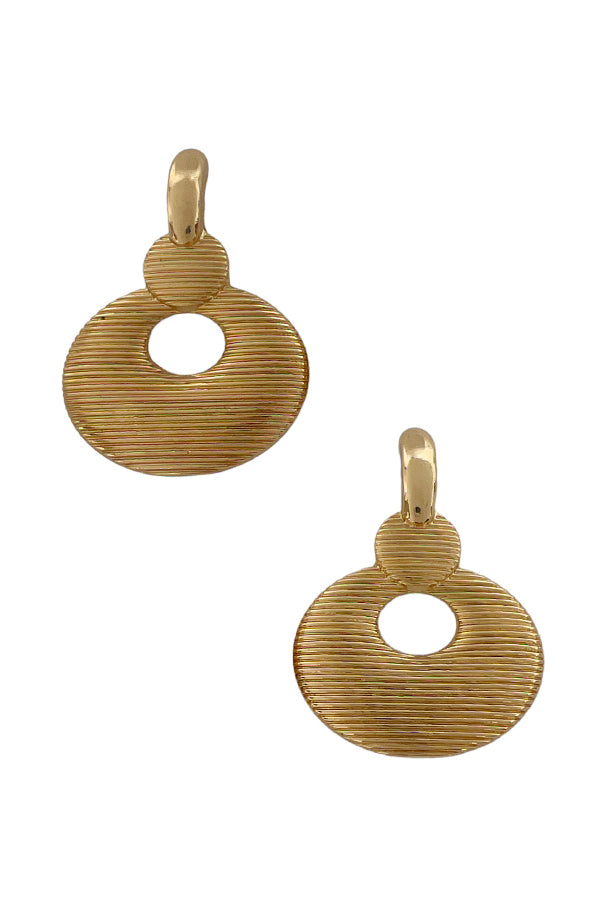 Line Etched Circle Drop Earring