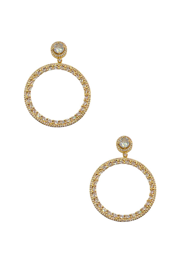 Cubic Zirconia Circle Drop Earring