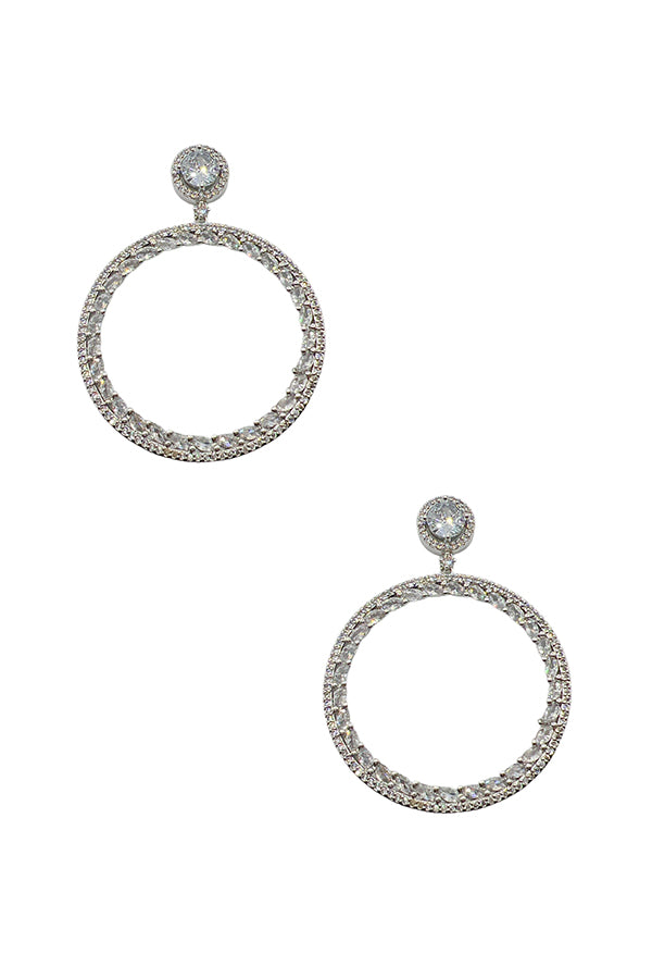 Cubic Zirconia Circle Drop Earring