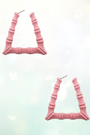 BAMBOO DETAIL SEMI TRIANGLE HOOP EARRING