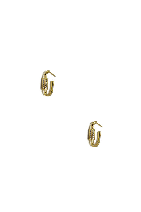 Mini Rhinestone Pave Semi Oval Drop Earring