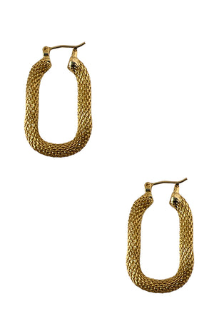 Mesh Detail Oval Cut Drop Earring