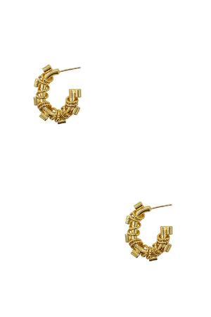 Rind Accent Semi Oval Drop Earring